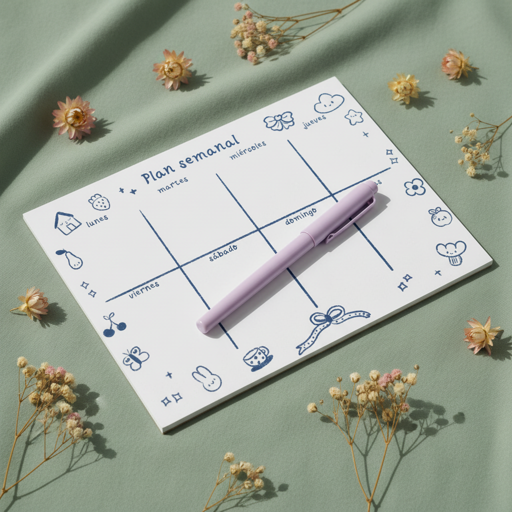 Planner semanal kawaii - detalle diseño