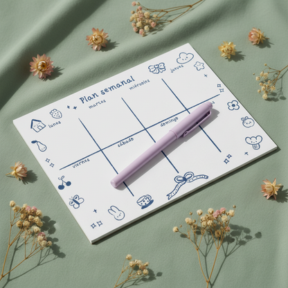 Planner semanal kawaii - detalle diseño