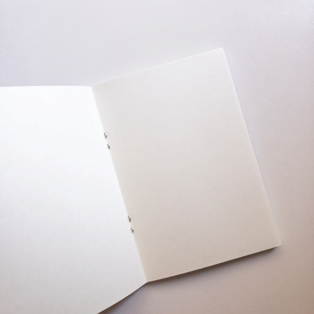 Libreta abierta con hojas lisas y grampas, sin la libreta del fondo