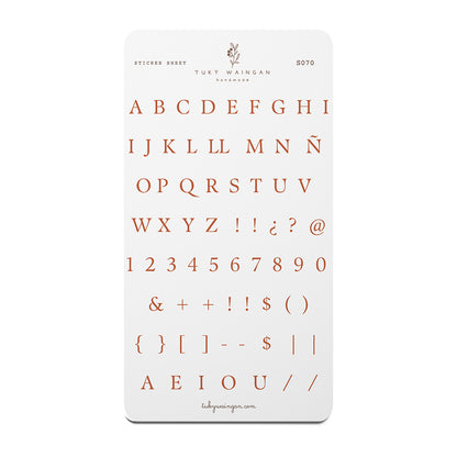 Sticker Sheet Alfabeto Serif | Marrón | Scrapbooking