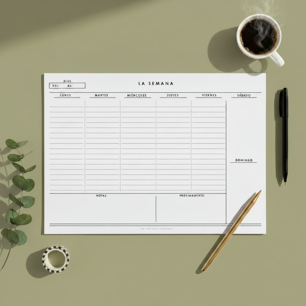 Mockup planner minimalista verde