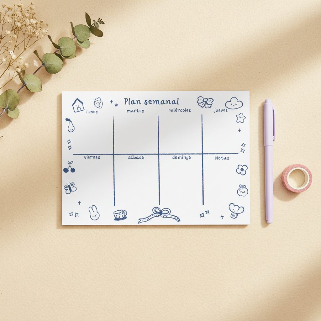 Mockup planner semanal kawaii