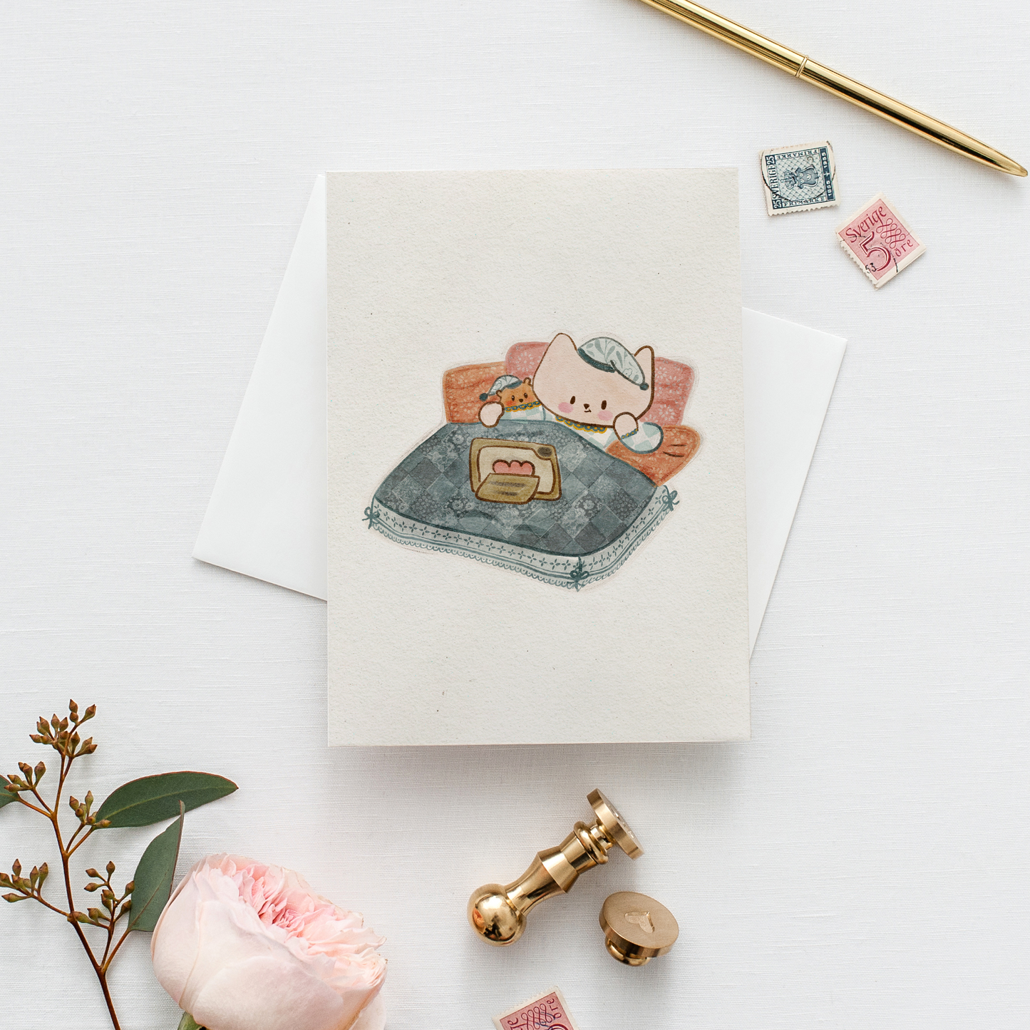 Postal Ilustrada, tarjeta 10x15 cm. Sábado de pelis