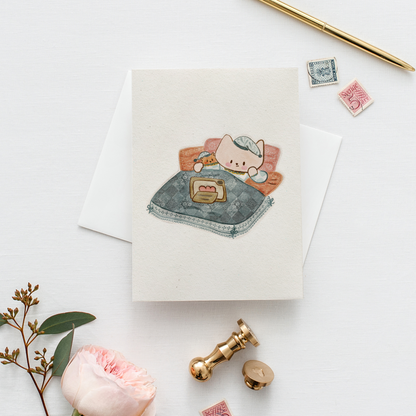 Postal Ilustrada, tarjeta 10x15 cm. Sábado de pelis