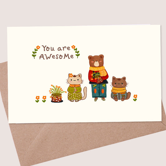 Postal Ilustrada, tarjeta 10x15 cm. Elegí tu diseño You are awesome