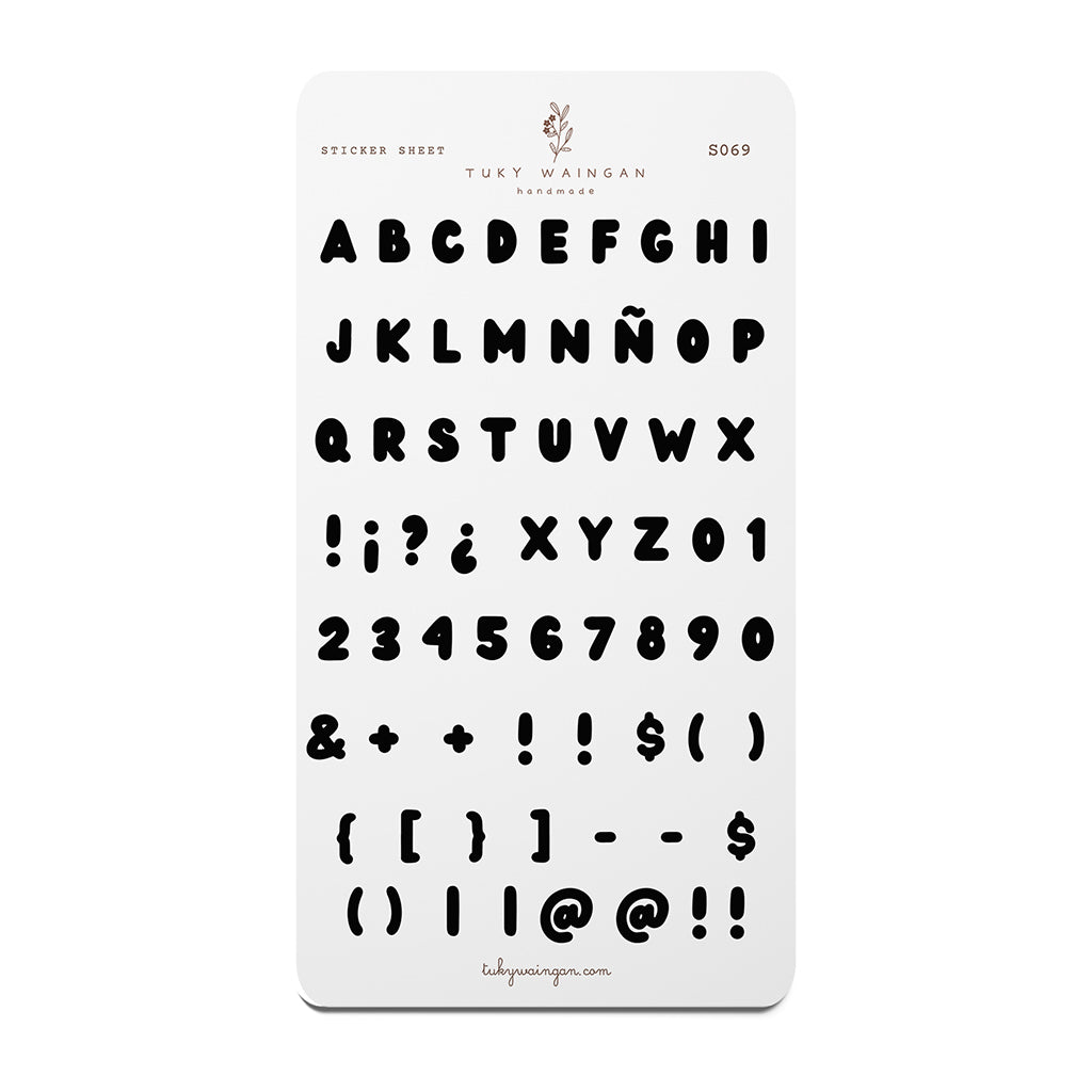 Sticker Sheet Alfabeto Bubble | Negro | Scrapbooking