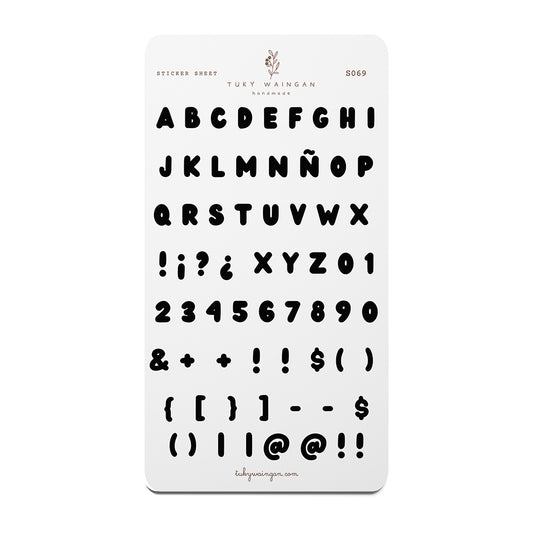 Sticker Sheet Alfabeto Bubble | Negro | Scrapbooking