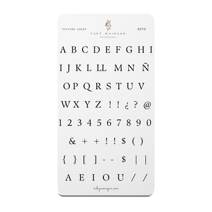 Sticker Sheet Alfabeto Serif | Negro | Scrapbooking