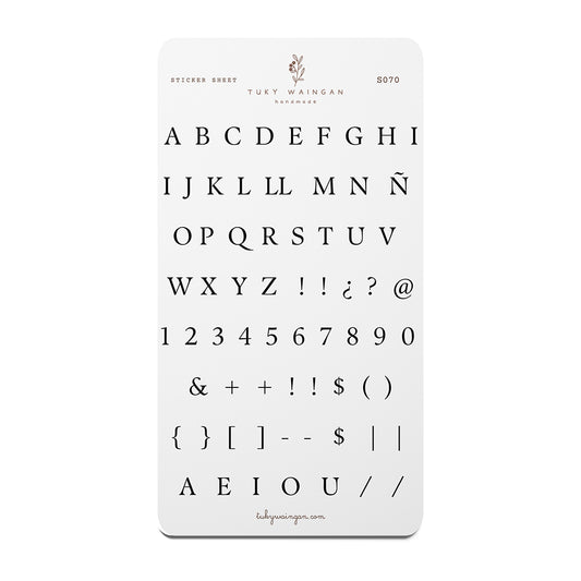 Sticker Sheet Alfabeto Serif | Negro | Scrapbooking