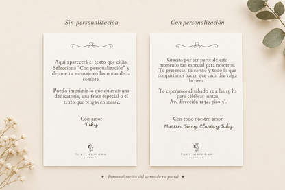 Personalización dorso postal