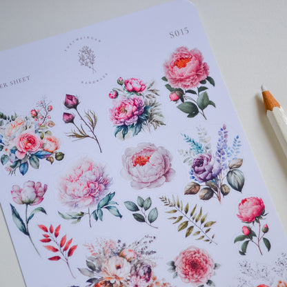 Hola de sticker 19 Stickers Botánicos Románticos Bullet Journal