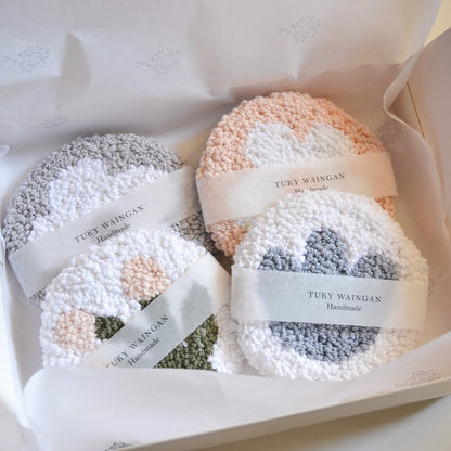 Set X4 Posavasos Punch Needle Floral Bordado