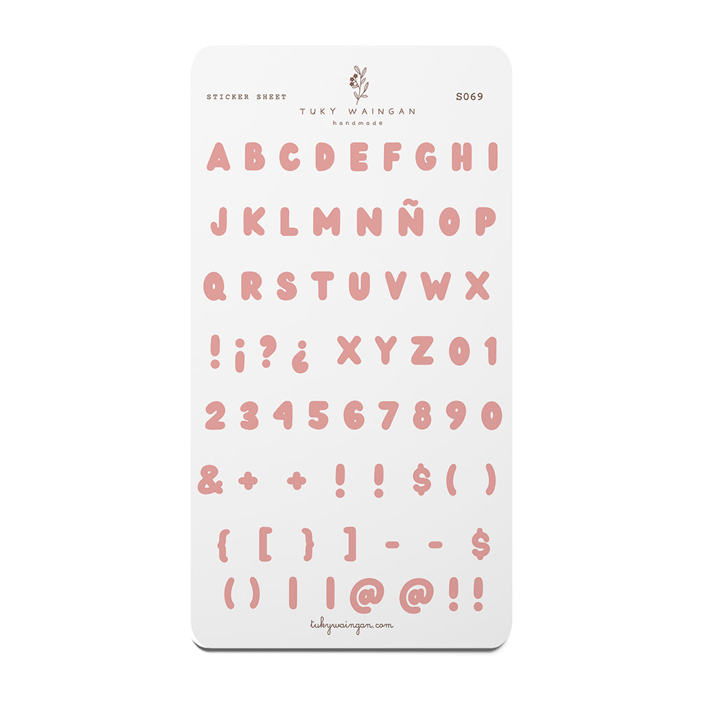 Sticker Sheet Alfabeto Bubble | Rosa | Scrapbooking