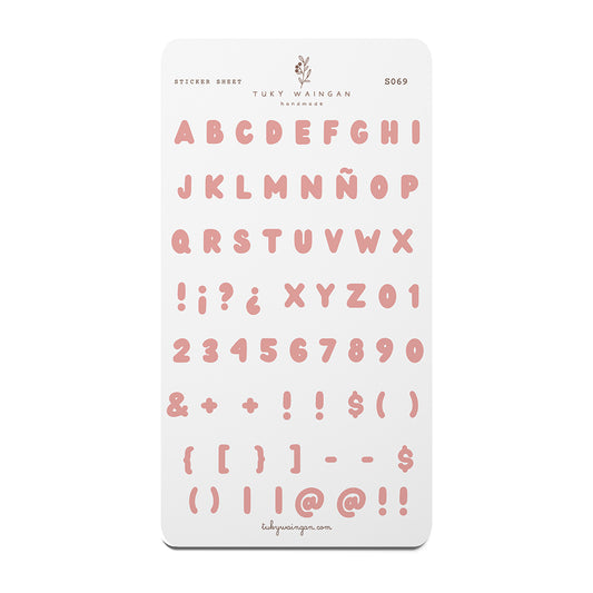 Sticker Sheet Alfabeto Bubble | Rosa | Scrapbooking