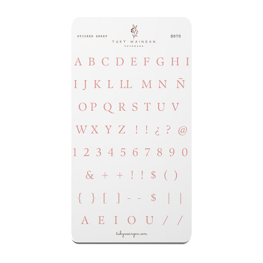 Sticker Sheet Alfabeto Serif | Rosa | Scrapbooking