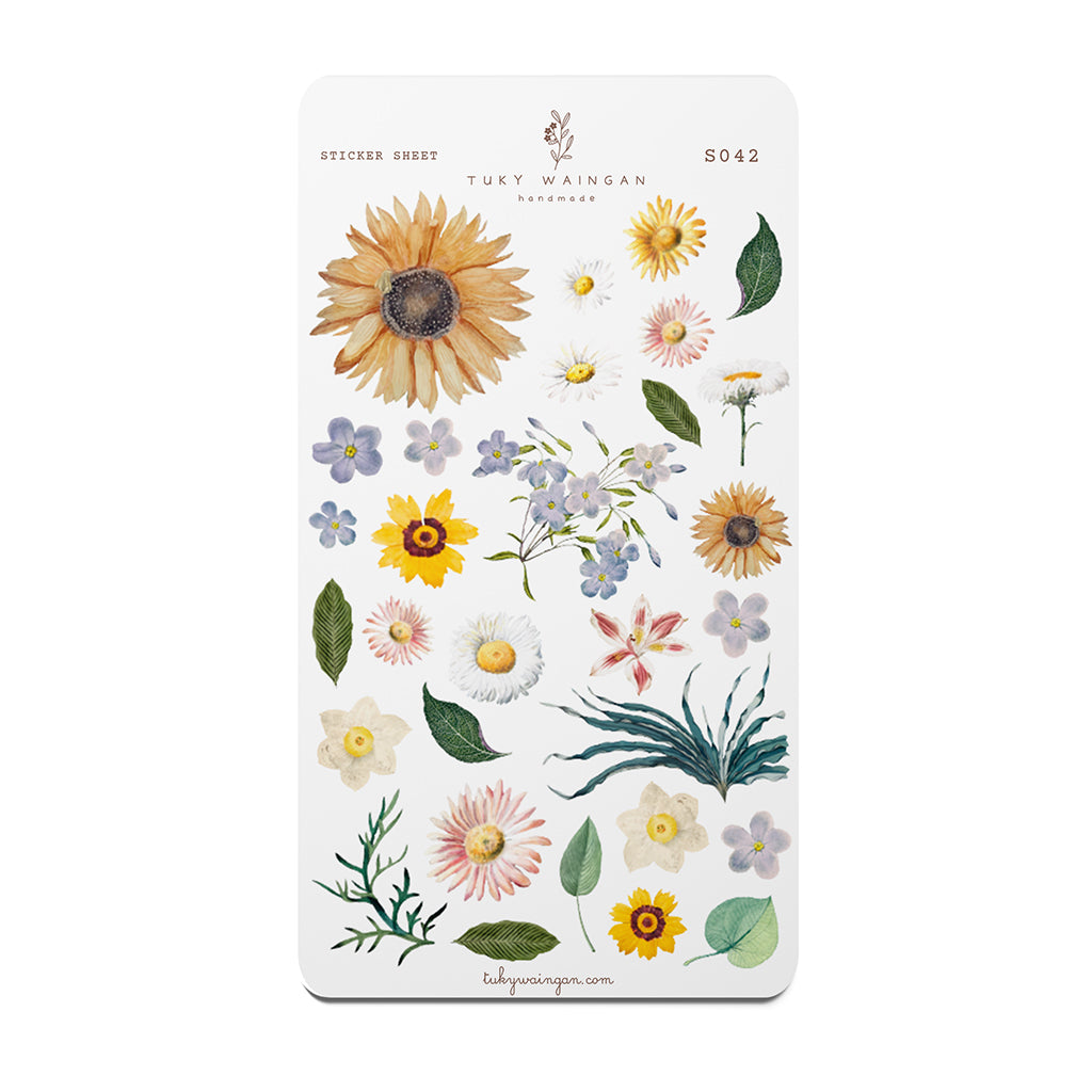 Hoja De 30 Stickers Botánicos Romantic Bullet Bujo Scrapbook