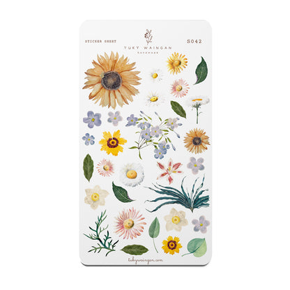 Hoja De 30 Stickers Botánicos Romantic Bullet Bujo Scrapbook
