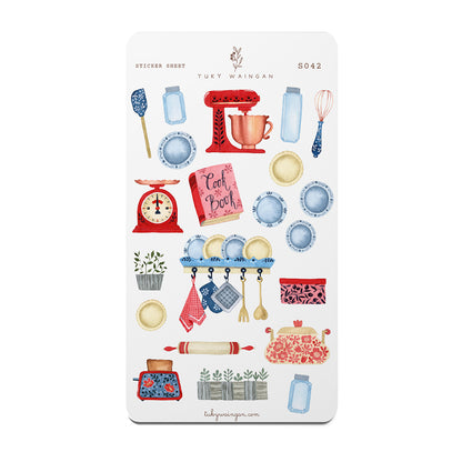 Hoja De 21 Stickers De Cocina Romantic Bullet Bujo Scrapbook
