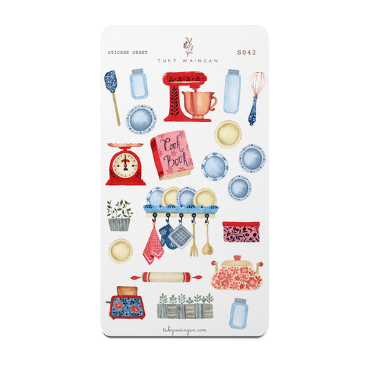 Hoja De 21 Stickers De Cocina Romantic Bullet Bujo Scrapbook