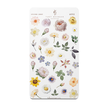 Hoja De Stickers Botánicos Romantic Bullet Bujo Scrapbook
