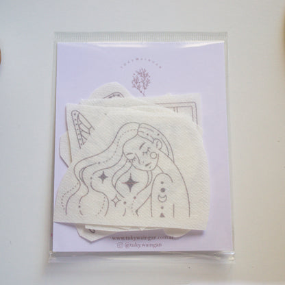 Stickers Hidrosoluble "Sabiduría Mística" para Bordar – Kit Floral Autoadhesivo