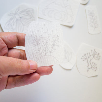 Stickers "Planetas Boho" para bordar Hidrosoluble