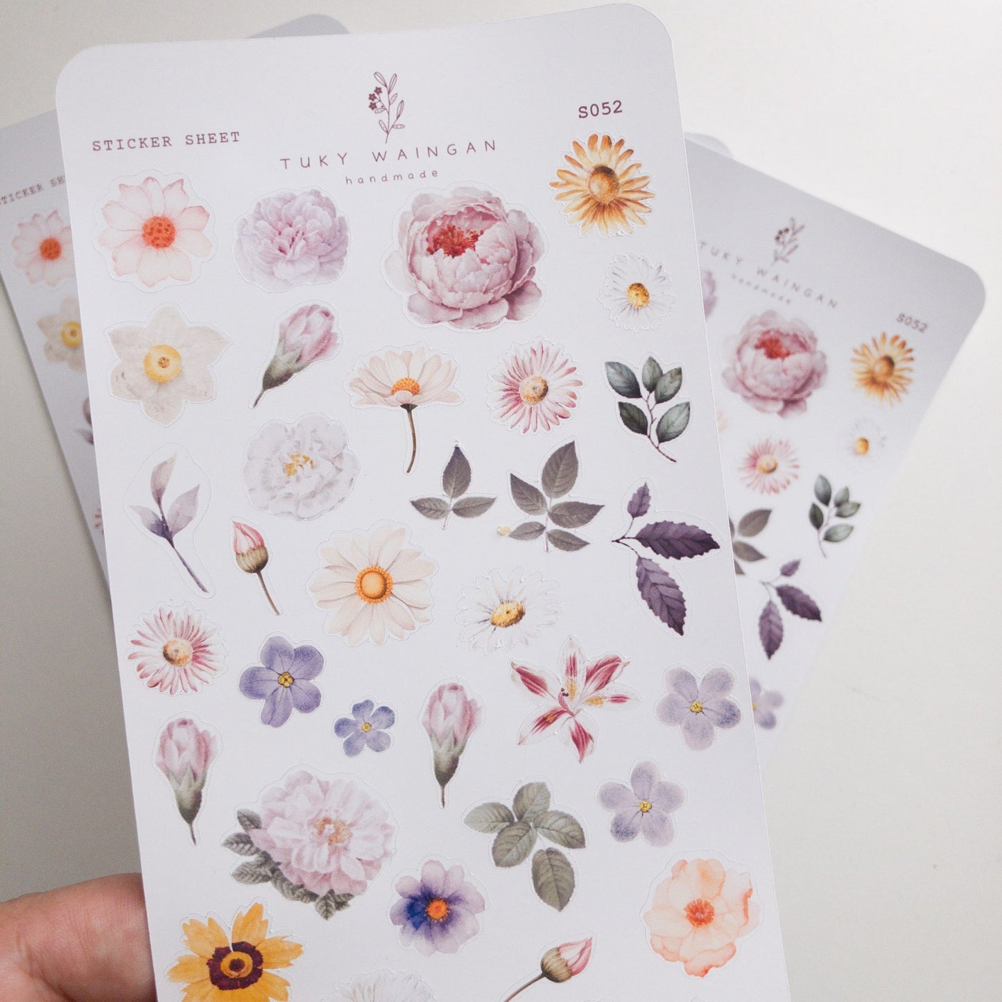 Hoja De Stickers Botánicos Romantic Bullet Bujo Scrapbook