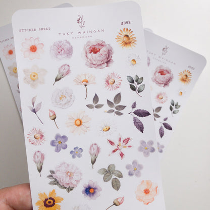 Hoja De Stickers Botánicos Romantic Bullet Bujo Scrapbook