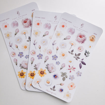 Hoja De Stickers Botánicos Romantic Bullet Bujo Scrapbook