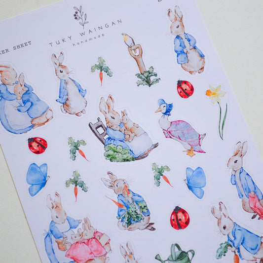 Hoja De 23 Stickers Conejitos Bullet Bujo, Scrapbook