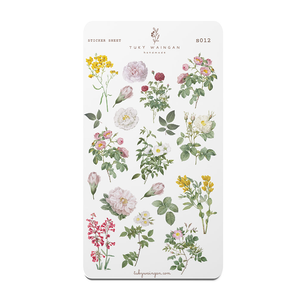 Hola de sticker 19 Stickers Botánicos Vintage Bullet Journal