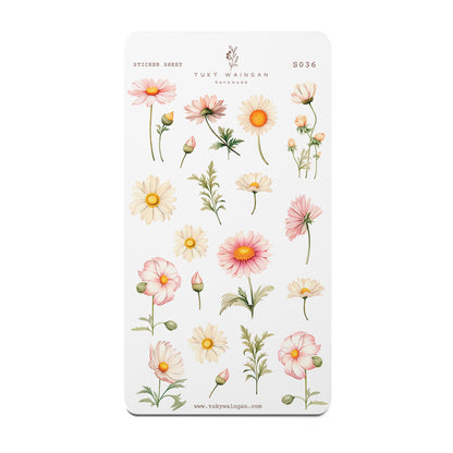 Plancha 19 Stickers Margaritas Botánicos Bullet Journal