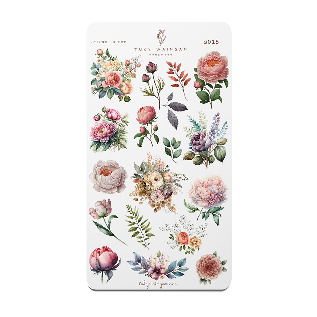 Hola de sticker 19 Stickers Botánicos Románticos Bullet Journal