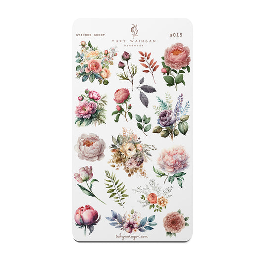 Hola de sticker 19 Stickers Botánicos Románticos Bullet Journal