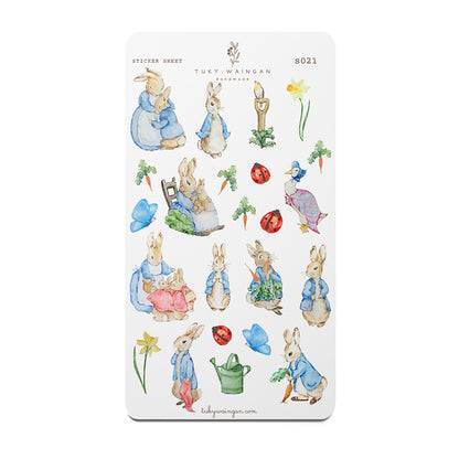 Hoja De 23 Stickers Conejitos Bullet Bujo, Scrapbook