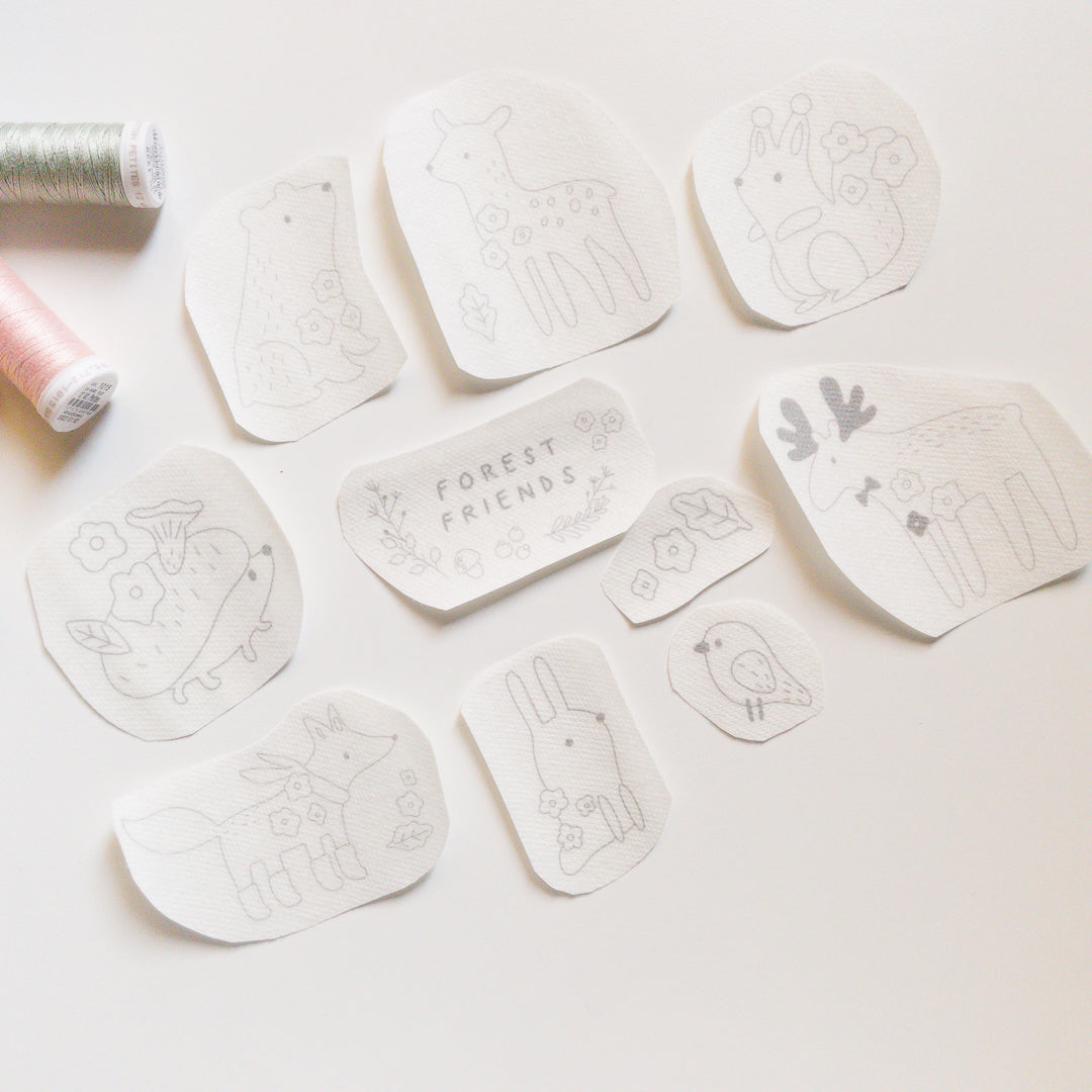 Stickers "Animalitos del bosque" para bordar Hidrosoluble