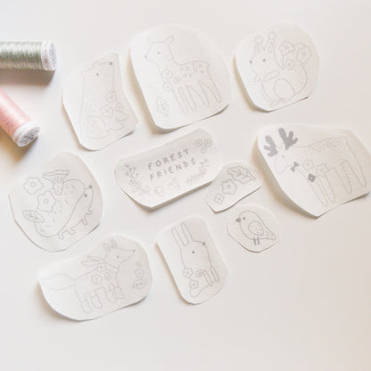 Stickers "Animalitos del bosque" para bordar Hidrosoluble