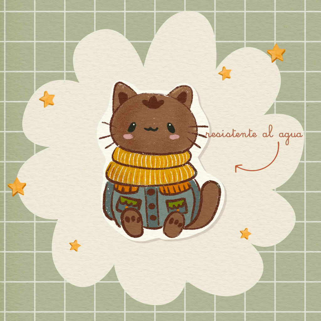Otto el Gatito | Sticker Resistente al Agua