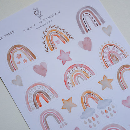 Plancha 25 Stickers Arcoíris Boho Bullet Journal