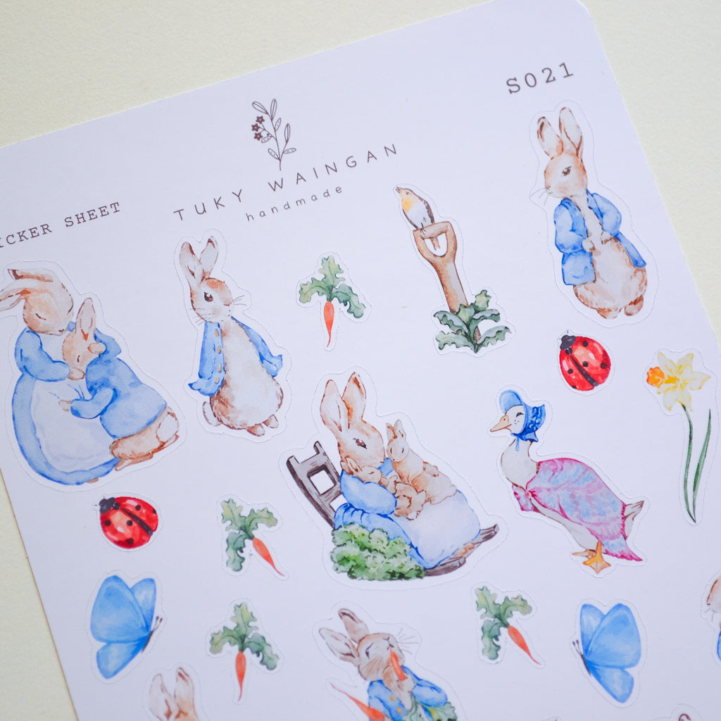 Hoja De 23 Stickers Conejitos Bullet Bujo, Scrapbook