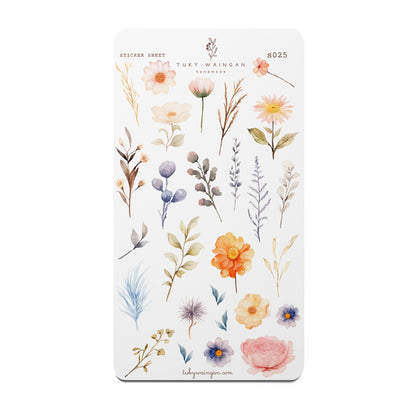 Plancha 25 Stickers Botánicos Vintage Bullet Journal