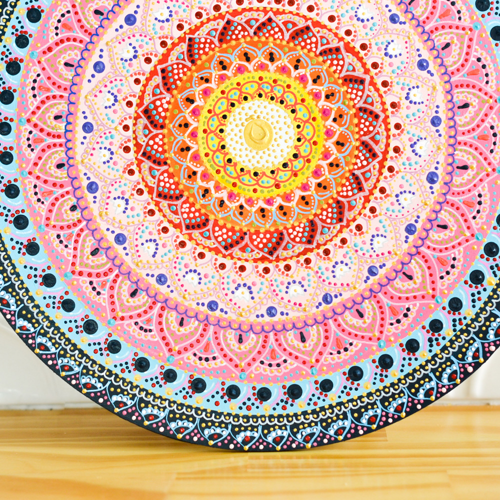 Mandala boho wall art wood, Dot mandala painting,home decor, new home housewarming gift navidad rosa claro
